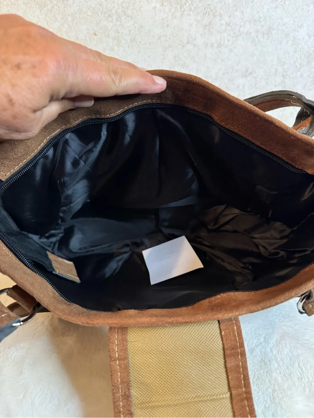Southwest-Patterned Brown Canvas Tote Bag